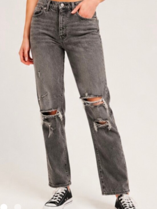 BDG Denim - BDG Gray Distressed Slim Straight Button Fly Cotton Hi Rise Jeans Size 29 *GUC